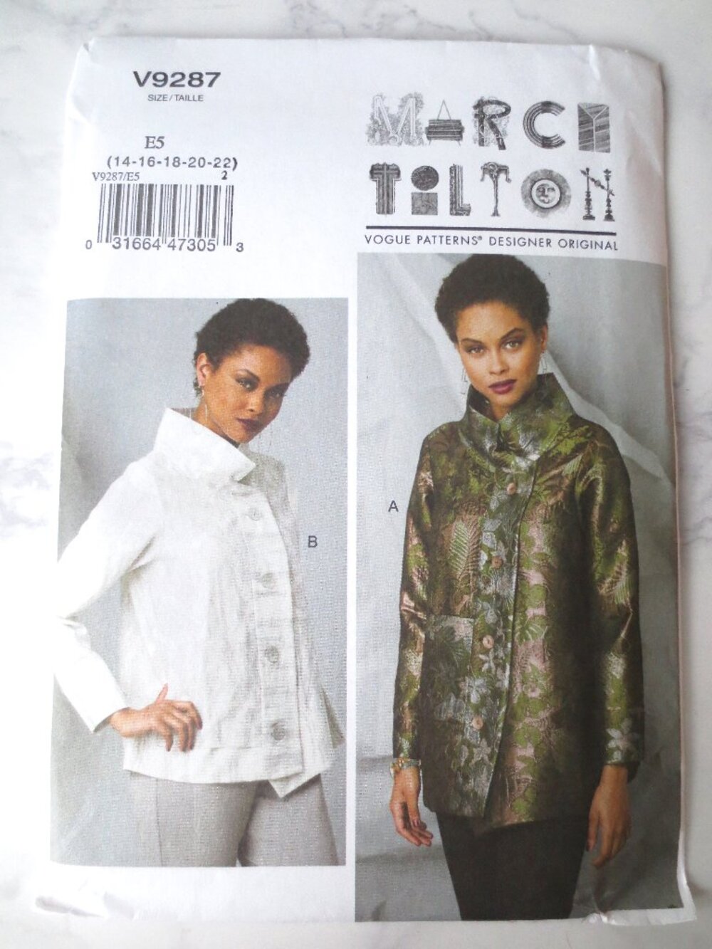 Marcy Tilton Vogue V 9287 Asymmetric Jacket Sewing Pattern 14 16 18 20 22